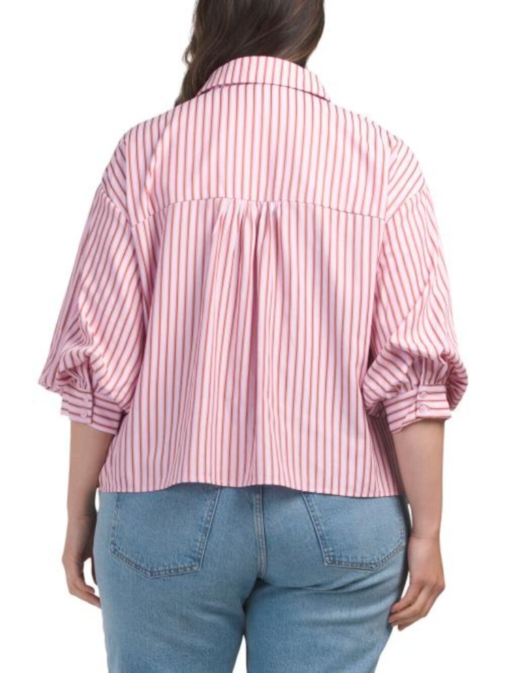 ENDLESS ROSE Plus Stripe Balloon Sleeve Shirt - Picture 2 of 4